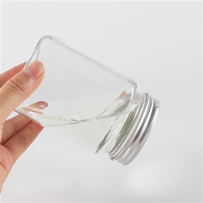 عبوات بلاستيكية مربعة سعة 450 مل بأغطية معدنية